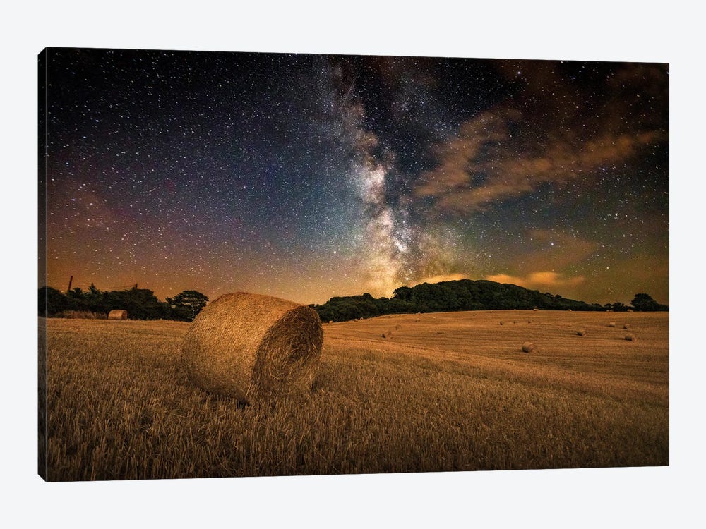 The Milky Way Above A Field Of Hay Bales by Chad Powell 1-piece Canvas Art