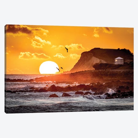 Ventnor Coastline Sunset Canvas Print #CPW3} by Chad Powell Art Print