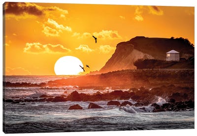 Ventnor Coastline Sunset Canvas Art Print - Rocky Beach Art