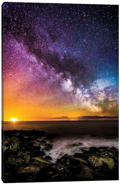 Colours Of The Milky Way - Steephill Cove Canvas Art Print - Milky Way Galaxy Art