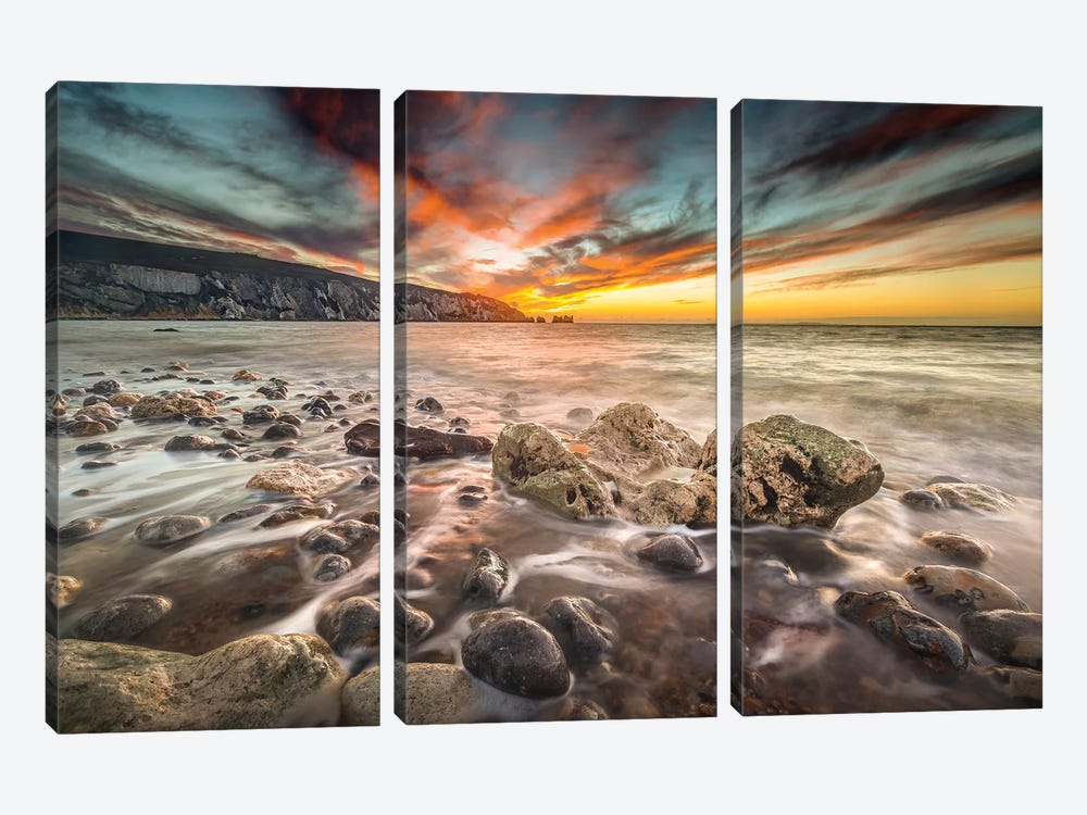 Sunset At Alum Bay The Needles by Chad Powell 3-piece Canvas Wall Art