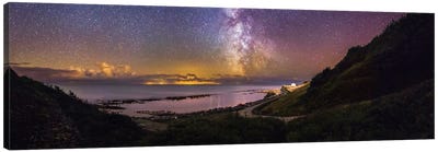 Lights Of Cherbourg And The Milky Way Canvas Art Print - Milky Way Galaxy Art