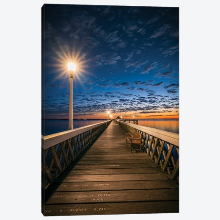 Yarmouth Pier At Night Canvas Print #CPW79} by Chad Powell Canvas Wall Art