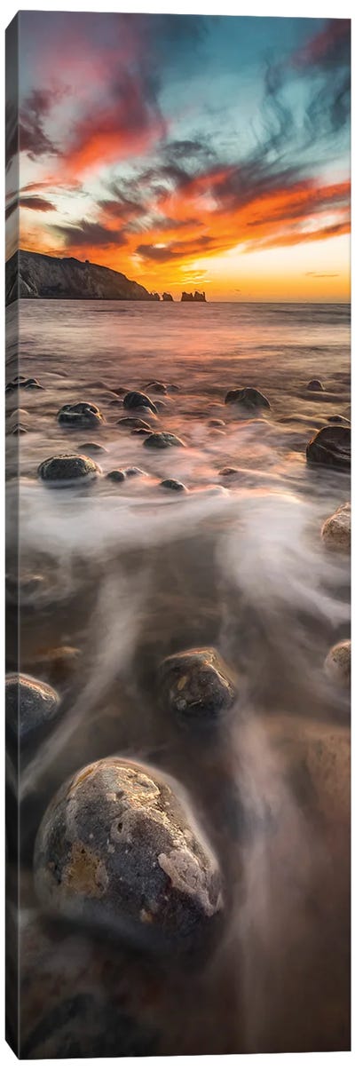 Sunset From Alum Bay Portrait Panoramic Canvas Art Print - Rocky Beach Art