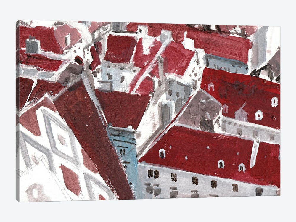 Red Roofs by Charlotte P. 1-piece Canvas Wall Art