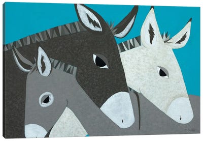 Donkey Family Canvas Art Print
