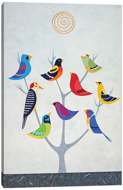 Bird Tree II Canvas Art Print - Sun Art