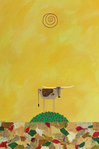Berries: Longhorn In Strawberry Patch by Casey Craig