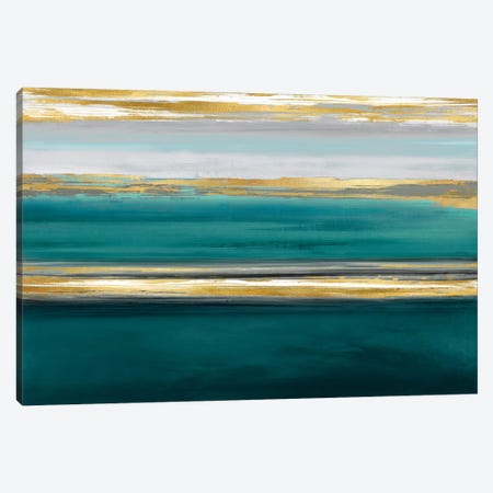 Parallel Lines On Teal Canvas Print #CRB14} by Allie Corbin Canvas Art Print