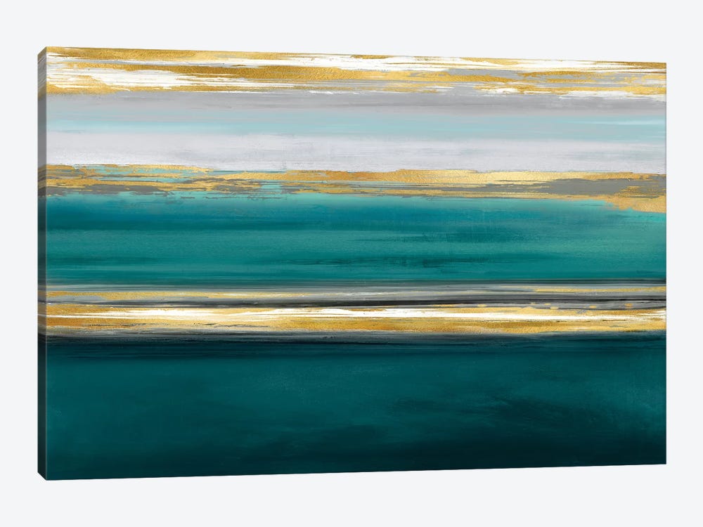 Parallel Lines On Teal by Allie Corbin 1-piece Canvas Print