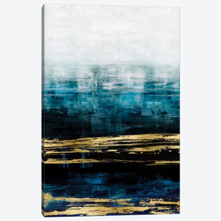 Aqua Reflections With Gold Canvas Print #CRB4} by Allie Corbin Canvas Wall Art