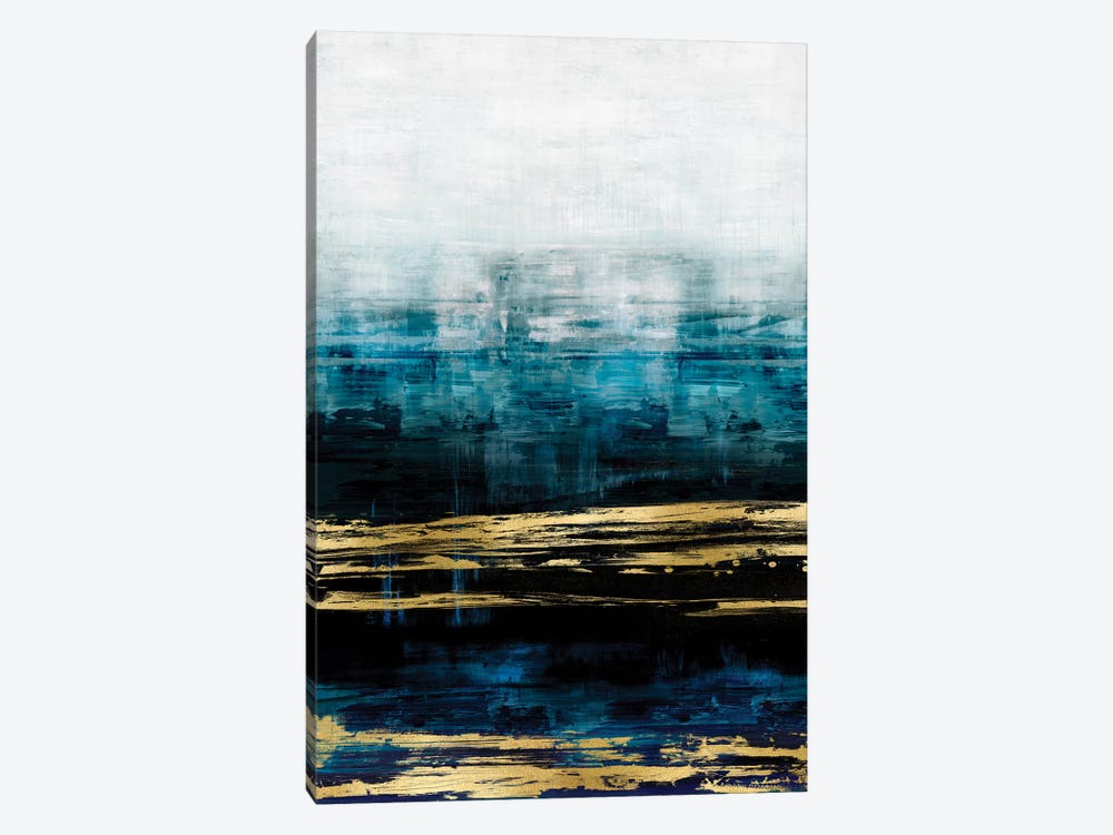 Aqua Reflections With Gold by Allie Corbin 1-piece Canvas Print