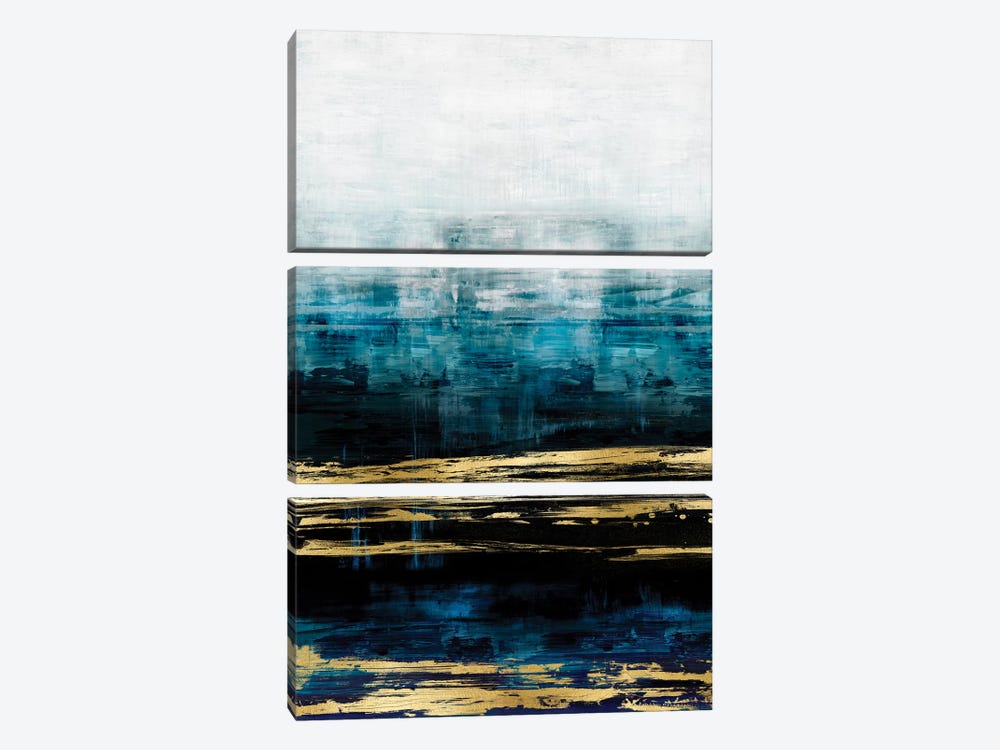 Aqua Reflections With Gold by Allie Corbin 3-piece Canvas Print