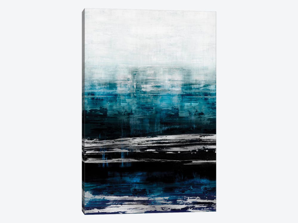 Aqua Reflections With Silver by Allie Corbin 1-piece Canvas Wall Art