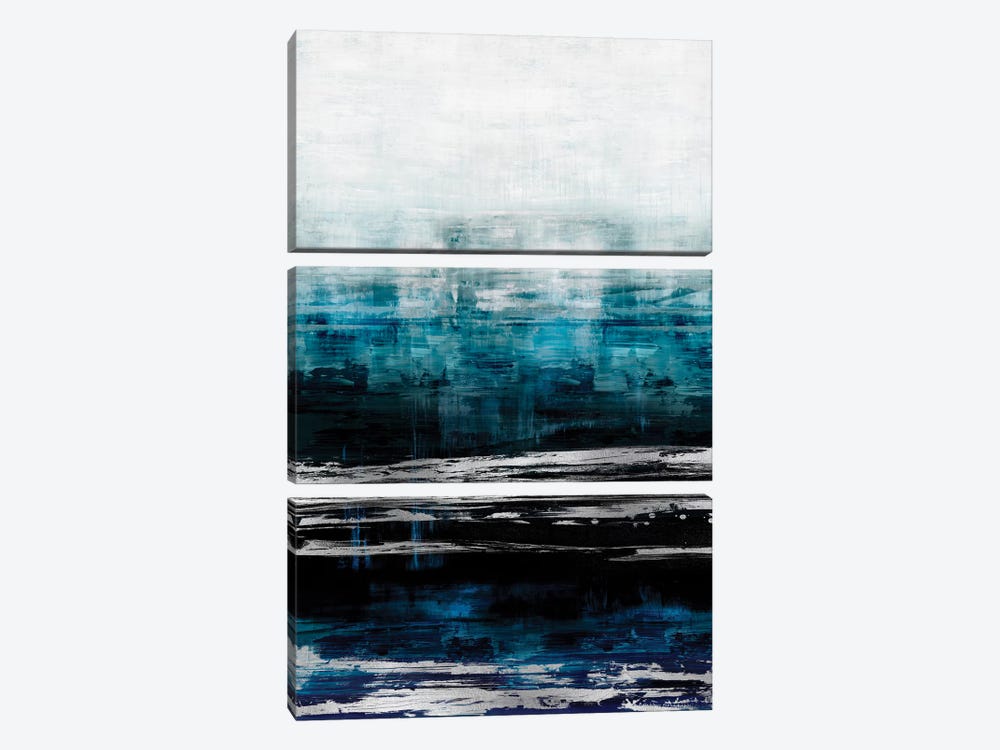 Aqua Reflections With Silver by Allie Corbin 3-piece Canvas Wall Art