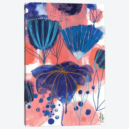 Blumen Blues Canvas Print #CRC30} by Corina Capri Canvas Art Print