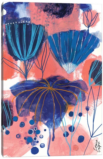 Blumen Blues Canvas Art Print