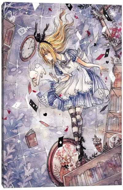 Down The Rabbit Hole Canvas Art Print - Alice In Wonderland