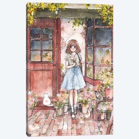 Flower Shop Canvas Print #CRK14} by Cherriuki Canvas Artwork