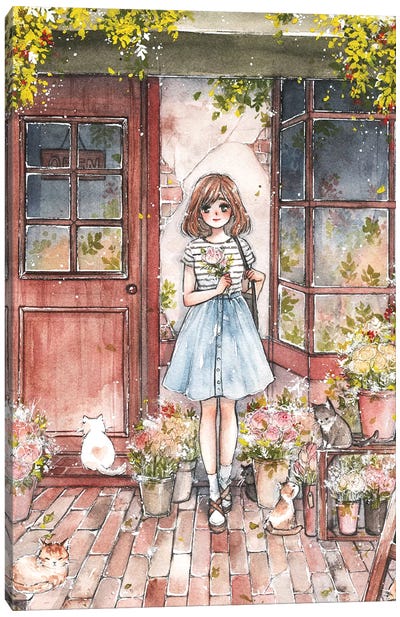 Flower Shop Canvas Art Print - Anime Art