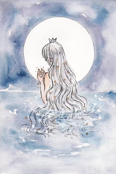 Moon Shine by Cherriuki framed canvas print