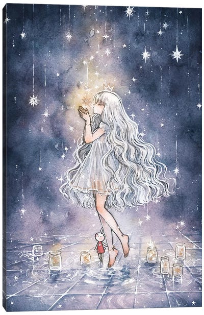 She Who Watches Over The Stars Canvas Art Print - Cherriuki