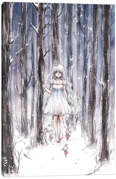 Snowy Night Canvas Art Print - Cherriuki