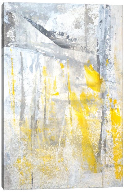 Abstraction Canvas Art Print - Pantone 2021 Ultimate Gray & Illuminating