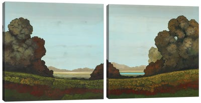Distant Meadow Diptych Canvas Art Print - Art Sets | Triptych & Diptych Wall Art