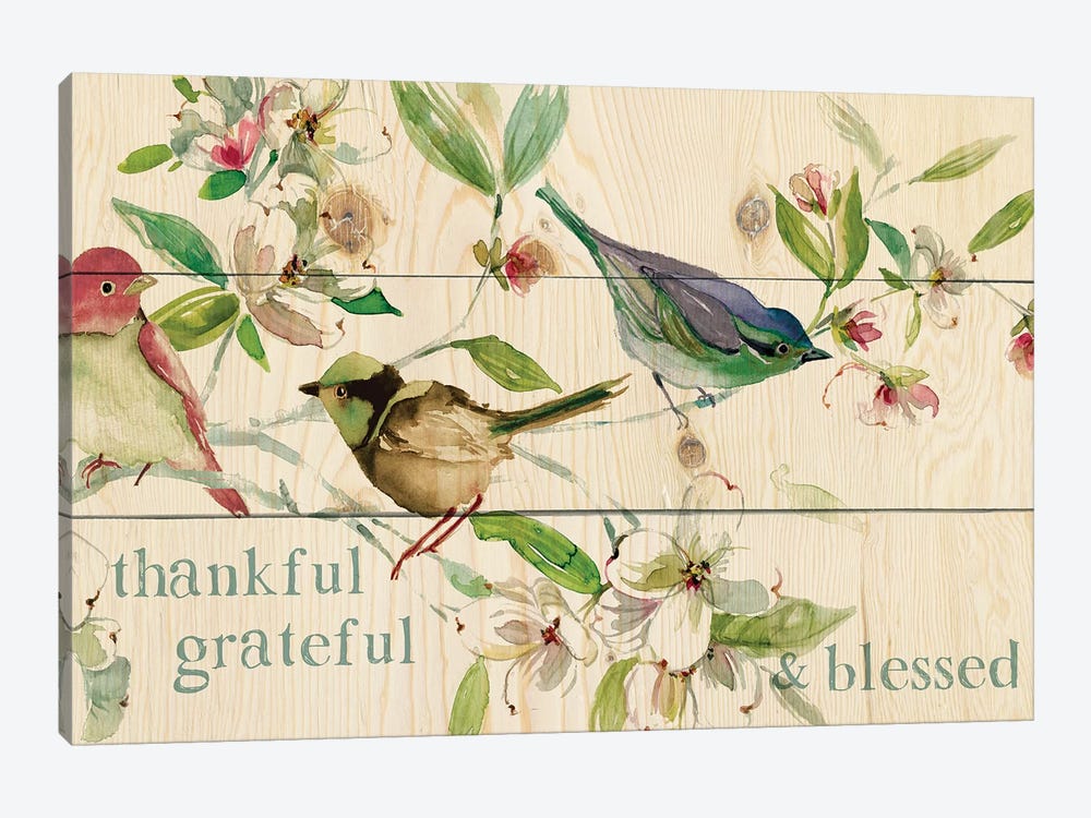 Grateful Thankful Blessed Birds by Carol Robinson 1-piece Canvas Print