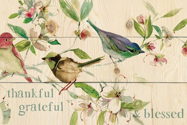 Typography: Grateful Thankful Blessed Birds by Carol Robinson