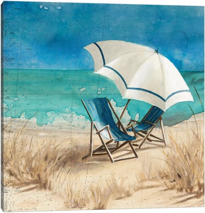 Retreat to the Beach II Canvas Art Print - Umbrella Art