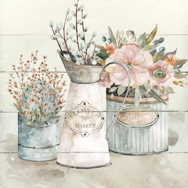 Botanical Still Life: Shiplap Flower Market by Carol Robinson