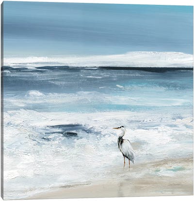 Tidal Fishing II Canvas Art Print - Heron Art