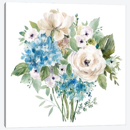 Blue and White Bouquet I Canvas Print #CRO1172} by Carol Robinson Canvas Artwork