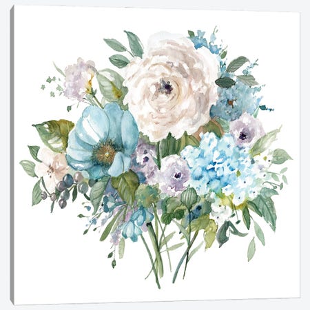 Blue and White Bouquet II Canvas Print #CRO1173} by Carol Robinson Canvas Wall Art