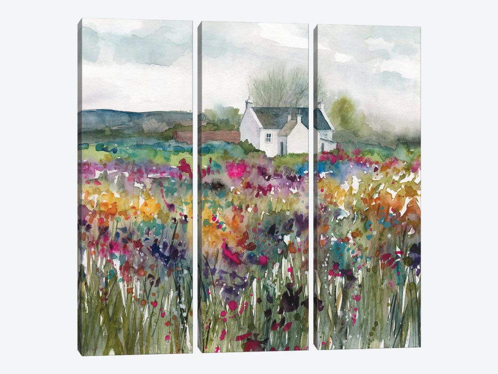 Wildflower Cottage by Carol Robinson 3-piece Canvas Art Print