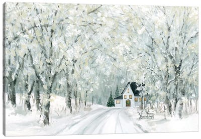 Christmas Lane Canvas Art Print - Winter Art