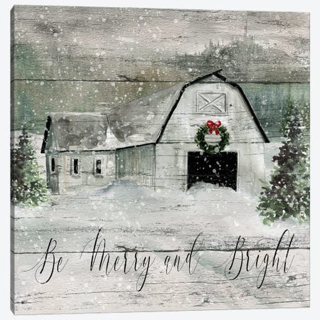 Merry and Bright Barn} by Carol Robinson Canvas Print