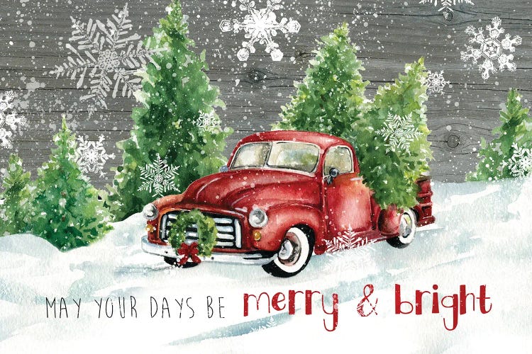 Merry and Bright Christmas Truck by Carol Robinson wall art