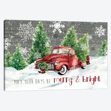 Merry and Bright Christmas Truck Canvas Print #CRO1219} by Carol Robinson Art Print