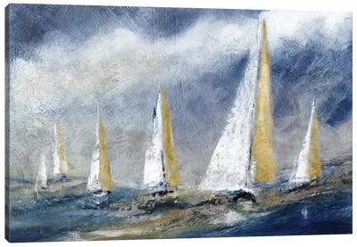 Indigo Swells Canvas Art Print - Sailboat Art