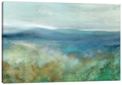 Blue Mountain Overlook Canvas Art Print - Field, Grassland & Meadow Art
