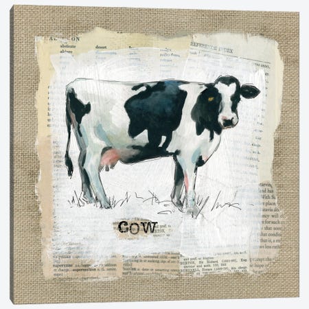 Burlap Cow Canvas Print #CRO133} by Carol Robinson Art Print