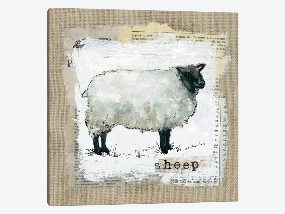 Burlap Sheep by Carol Robinson 1-piece Canvas Wall Art