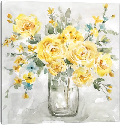 Sunshine Bouquet II Canvas Art Print - Abstract Bathroom Art