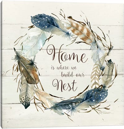 Feather Home Nest Canvas Art Print - Farmhouse Kitchen Art