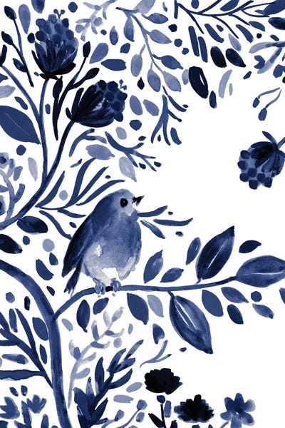 Watercolor Flowers: Indigo Song I by Carol Robinson