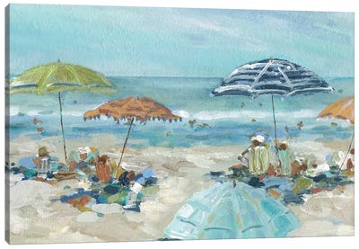 Sunny Beach Day Canvas Art Print - Large Coastal Art