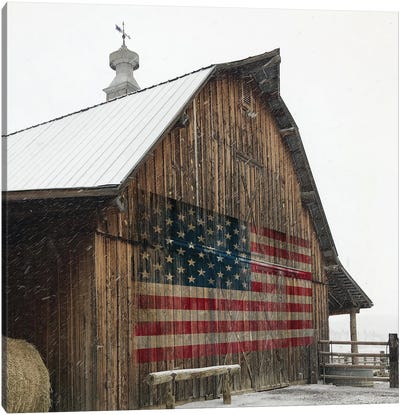 America Proud Canvas Art Print - Flag Art